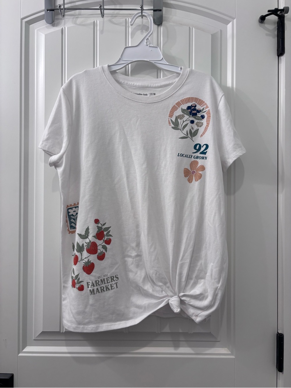abercrombie kids White Short-Sleeve Tee with Strawberry & Floral Prints